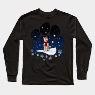 Snow Paw Shiba Inu Christmas Winter Holiday Long Sleeve T-Shirt